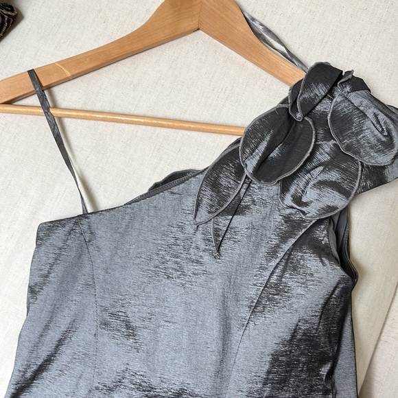 Gorgeous Silver One Shoulder Dress Size 4p - Picture 3 of 5